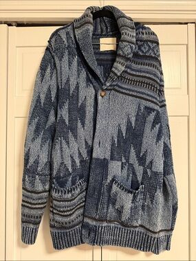 Men's LuckyBrand 100% cotton thick heavy cardigan sweater